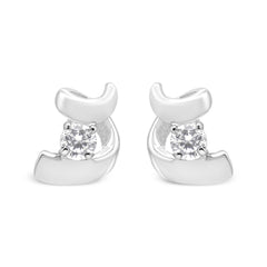10K Gold 1/10 Cttw Round Brilliant-Cut Diamond Espira Swirls Solitaire Push Back Stud Earrings (I-J Color, I1-I2 Clarity)