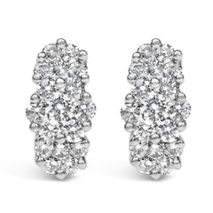 14K Yellow Gold 2.00 Cttw Diamond Cocktail Taper Cluster Stud Earrings (I-J Color, I1-I2 Clarity)