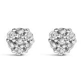 .925 Sterling Silver 1/10 cttw Prong Set Round-Cut Trio Diamond Stud Earrings (I-J Color, I3 Clarity)