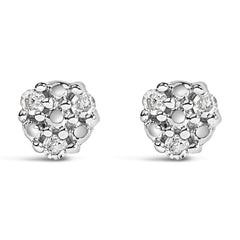 .925 Sterling Silver 1/10 cttw Prong Set Round-Cut Trio Diamond Stud Earrings (I-J Color, I3 Clarity)