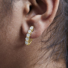14k Yellow Gold 1/2 Cttw Diamond Cluster Hoop Earrings (H-I Color, SI2-I1 Clarity)