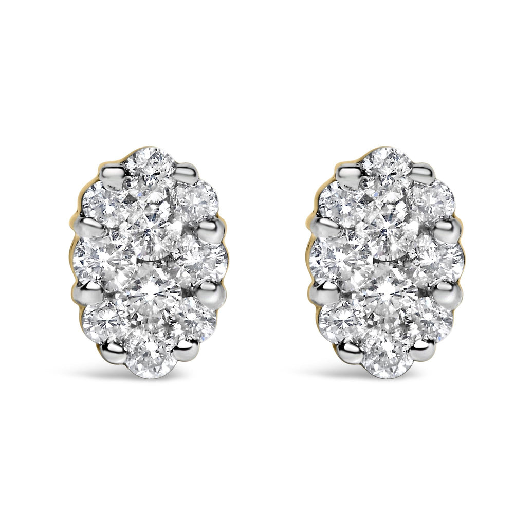 18K Yellow Gold 1 cttw Flower Diamond Stud Earrings (H-I, I1-I2)