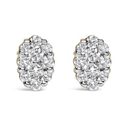 18K Yellow Gold 1 cttw Flower Diamond Stud Earrings (H-I, I1-I2)