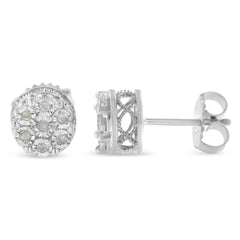 Sterling Silver Diamond Cluster Stud Earrings (0.15 cttw, I-J Color, I3 Clarity)