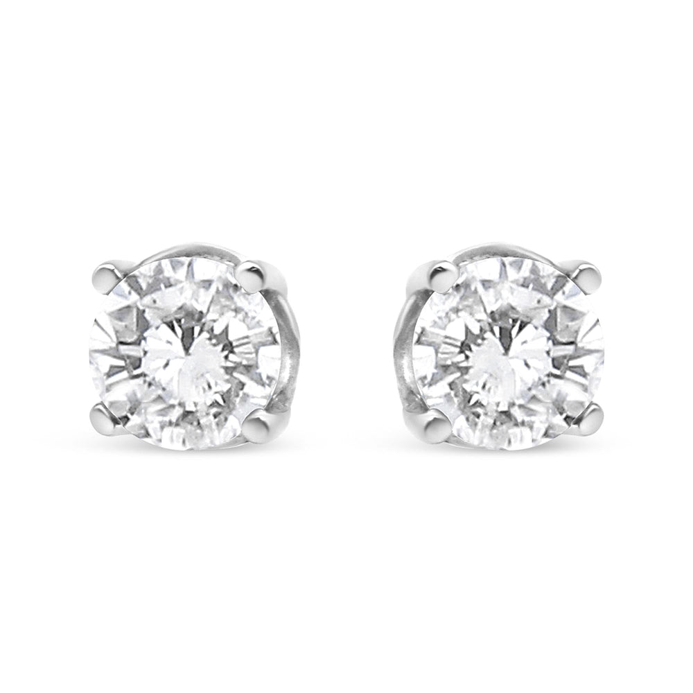 14K White Gold 3/4 Cttw Lab Grown Diamond 4-Prong Classic Stud Earrings (F-G Color, VS2-SI1 Clarity)