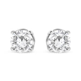14K White Gold 3/4 Cttw Lab Grown Diamond 4-Prong Classic Stud Earrings (F-G Color, VS2-SI1 Clarity)