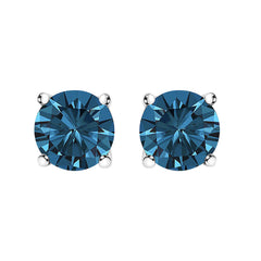 14K Gold Blue Lab Grown Diamond Stud Earrings with Screw Backs