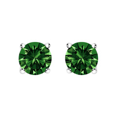 14K Gold Lab Grown Green Diamond Classic Solitaire Stud Earrings