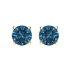14K Gold Blue Lab Grown Diamond Stud Earrings with Screw Backs