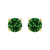 14K Gold Lab Grown Green Diamond Classic Solitaire Stud Earrings