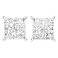 Sterling Silver 3/4 cttw Composite Diamond Stud Earrings (I-J, I2-I3)