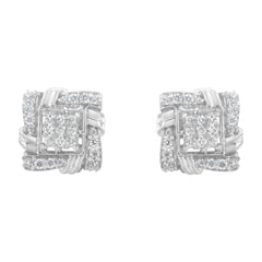 .925 Sterling Silver 1/2 Cttw Round-Cut Diamond Stud Earrings (I-J Color, I1-I2 Clarity)