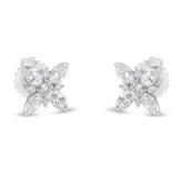 14K White Gold Marquise Diamond Flower Stud Earring (1.00 cttw, H-I Color, SI1-SI2 Clarity)