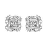 .925 Sterling Silver Round-Cut Diamond Accent Swirl Square Knot Stud Earrings (H-I Color, I2-I3 Clarity)