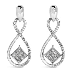 Sterling Silver Round Cut Diamond Infinity Earrings (0.04 cttw, H-I Color, I2-I3 Clarity)