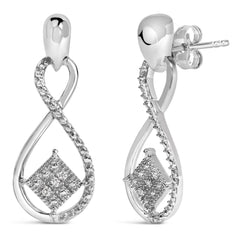 Sterling Silver Round Cut Diamond Infinity Earrings (0.04 cttw, H-I Color, I2-I3 Clarity)