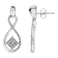 Sterling Silver Round Cut Diamond Infinity Earrings (0.04 cttw, H-I Color, I2-I3 Clarity)
