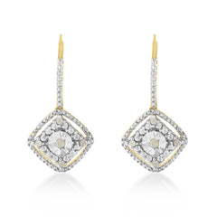 Sterling Silver Rose Diamond Dangle Earring (0.25 cttw, I-J Color, I2-I3 Clarity)