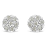 Sterling Silver Rose-Cut Diamond Floral Cluster Stud Earring (0.25 cttw, I-J Color, I2-I3 Clarity)