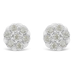 Sterling Silver Rose-Cut Diamond Floral Cluster Stud Earring (0.25 cttw, I-J Color, I2-I3 Clarity)