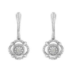 .925 Sterling Silver Miracle-Set Diamond Accent Drop and Dangle Earrings (I-J Color, I3 Clarity)