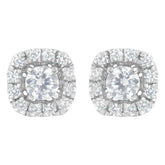 .925 Sterling Silver 1/2 cttw Brilliant Round-Cut Diamond Solitaire with Halo Stud Earring (I-J, I2-I3)