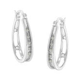 .925 Sterling Silver 1/10 Cttw Diamond Hoop Earrings (I-J Color, I3 Clarity)