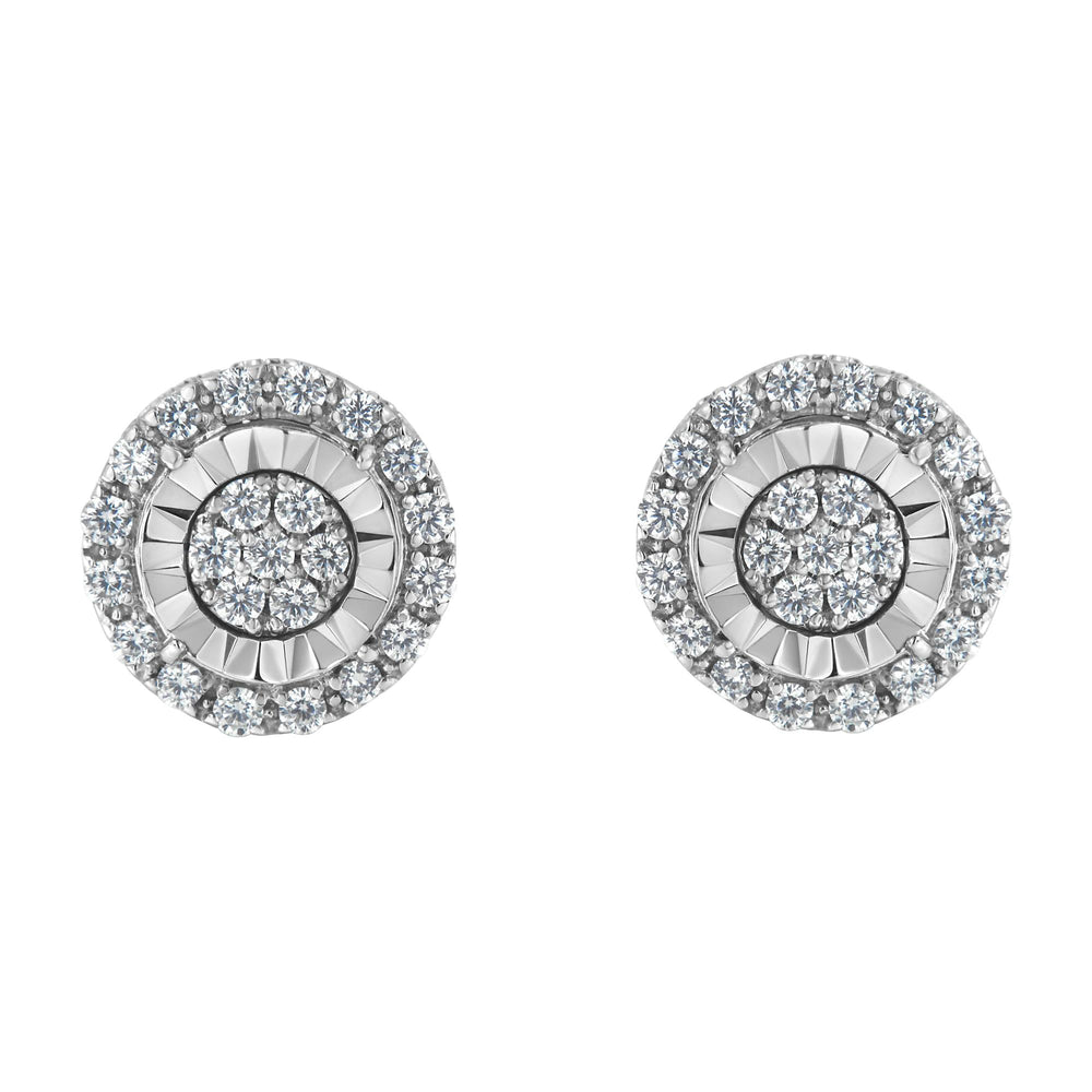 Sterling Silver Diamond Cluster Earrings (1 cttw, I-J Color, I2-I3 Clarity)