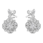 .925 Sterling Silver 1/2 Cttw Diamond Dangle Miligrain Earring (I-J Color, I2-I3 Clarity)