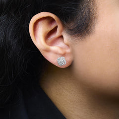 .925 Sterling Silver 1/2 cttw Round-cut Diamond Floral Cluster and Halo Stud Earring (I-J Color, I3 Clarity)