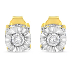 10K Yellow Gold Plated Sterling Silver 1/2 Cttw Miracle Set Diamond Stud Earring (J-K Color, I2-I3 Clarity)