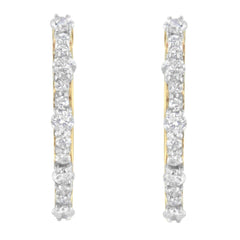 Yellow Gold Plated Sterling Silver Diamond Hoop Earrings (1 cttw, J-K Color, I2-I3 Clarity)