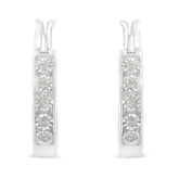 .925 Sterling Silver 1/10 Cttw Miracle Set Diamond Full Circle Hoop Earrings (I-J Color, I3 Clarity)