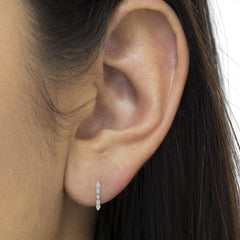 .925 Sterling Silver 1/6 cttw Diamond Milgrain Hoop Earring (I-J Color, I3 Clarity)