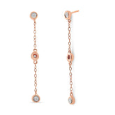 10K Rose Gold Plated .925 Sterling Silver 1/15 Cttw Diamond Dangle Earring (I-J Color, I3-Promo Clarity)