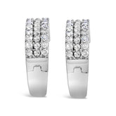 .925 Sterling Silver 1/2 Cttw Diamond Double Row Leverback Hoop Earring (I-J Color, I3 Clarity)