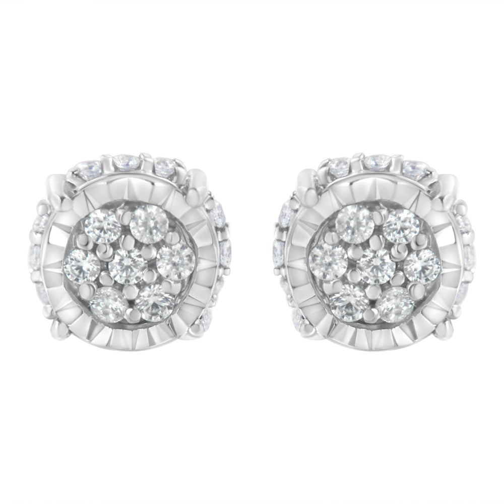 .925 Sterling Silver 1/3 cttw Round-cut Diamond Floral Stud Earring (I-J Clarity, I3 Color)