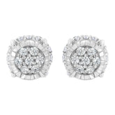 .925 Sterling Silver 1/3 cttw Round-cut Diamond Floral Stud Earring (I-J Clarity, I3 Color)