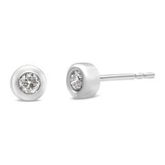 10K White Gold 1/5 Cttw Round Brilliant-Cut Near Colorless Diamond Bezel-Set Stud Earrings (H-I Color, I1-I2 Clarity)