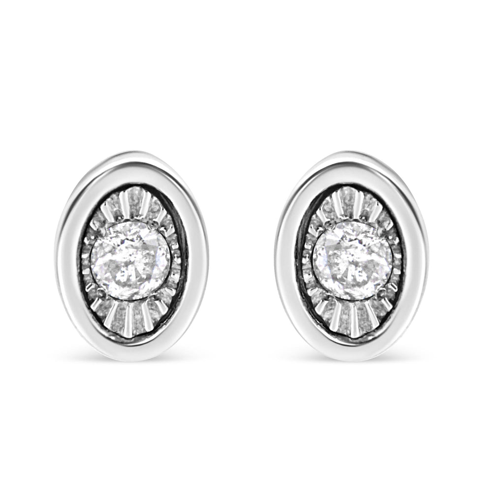 .925 Sterling Silver 1/10 Cttw Miracle-Set Diamond Stud Earrings (I-J Color, I2-I3 Clarity) - Choice of Shapes