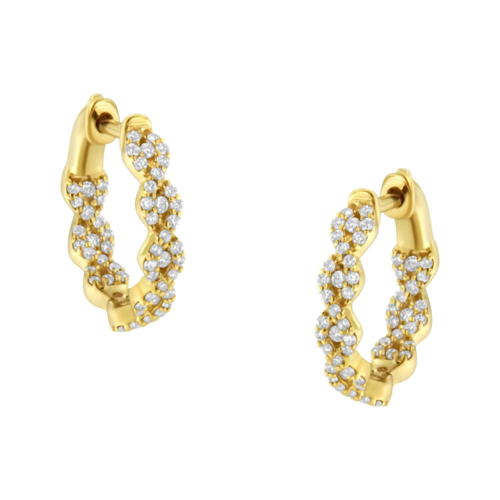 10K Yellow Gold Diamond Huggy Earrings (1/2 cttw, H-I Color, I1-I2 Clarity)
