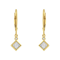 2 Micron 14K Yellow Gold Plating Diamond Dangle Earrings ( 1/3 cttw, J-K Color, I1-I2 Clarity)