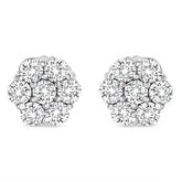14K White Gold 1/3 Cttw Floral Cluster Diamond Stud Earrings with Screw backs (I-J Color, SI2-I1 Clarity )