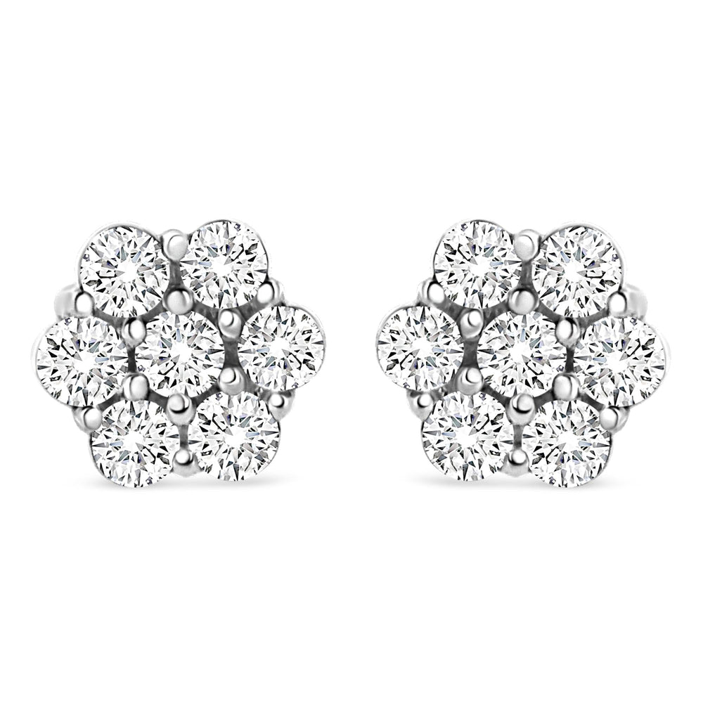 14K White Gold 1/2 cttw Round-Cut Diamond Floral Stud Earrings (I-J Color, SI2-I1 Clarity)