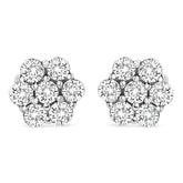 14K White Gold 1/2 cttw Round-Cut Diamond Floral Stud Earrings (I-J Color, SI2-I1 Clarity)
