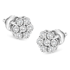 14K White Gold 1/2 cttw Round-Cut Diamond Floral Stud Earrings (I-J Color, SI2-I1 Clarity)