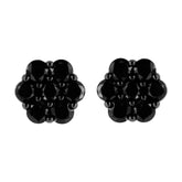 .925 Sterling Silver Prong Set Round-Cut Treated Colored Diamond Floral Cluster Stud Earring - Choice of Diamond Colors and Total Weights