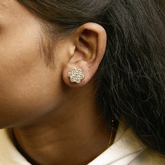 14K White Gold 4 cttw Diamond Flower Earring (H-I Clarity, SI2-I1 Color)