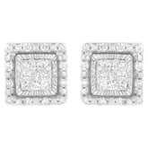 10K White Gold 1/2 cttw Invisible Set Princess-Cut Diamond Square Stud Earring (I-J Color, I1-I2 Clarity)