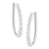 .925 Sterling Silver 1/4 cttw Miracle-Set Round-Cut Diamond Hoop Earring (I-J Color, I2-I3 Clarity)